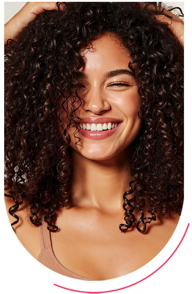 Smiling client after skin treatment